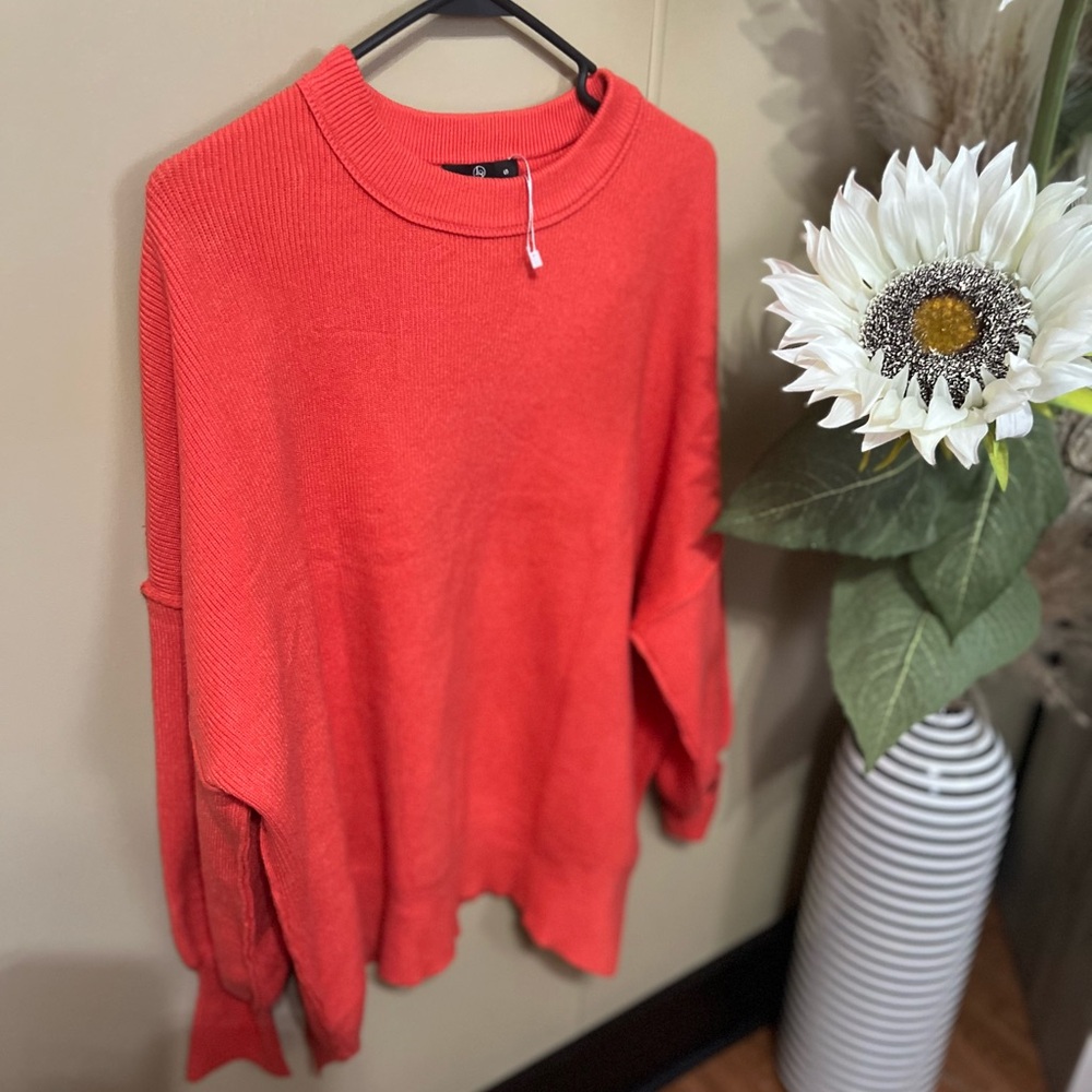Lillusory Vibrant Coral V-Neck Sweater